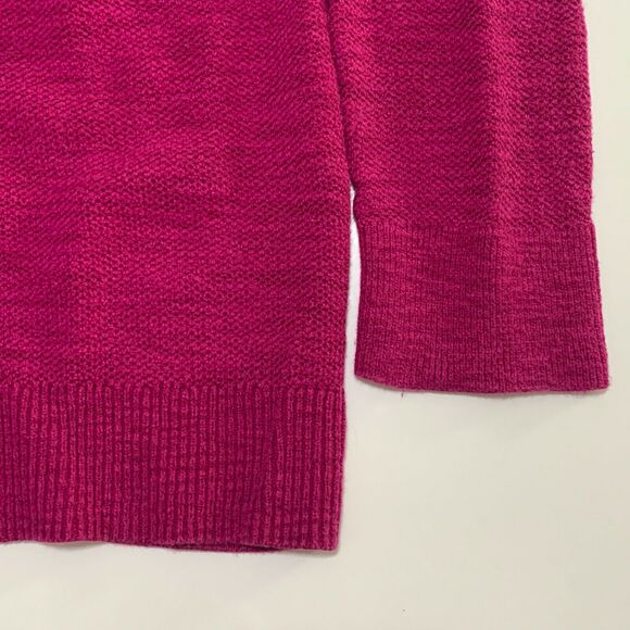 Express Sweater Top Medium Womens Pink Cold Shoulder Long Sleeve V Neck Knit - Picture 9 of 11